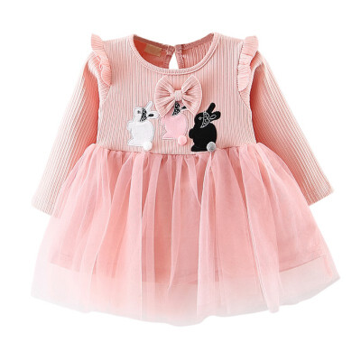 

Kids Dresses For Girls Autumn Long Sleeve Mesh Cartoon Baby Girls Dress Fashion Birthday Princess Dresses Children Clothing