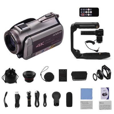 

Andoer HDV-AZ50 Portable Real 4K 30FPS WiFi Digital Video Camera Camcorder 31 Inch IPS Touchscreen 64X Digital Zoom IR Night Visi