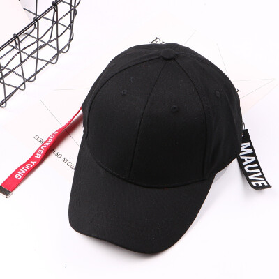 

Korean alphabet fluttering baseball cap children black leisure sports sun cap man long belt curved eaves hat tide