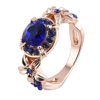 

Ring Sapphire Personality Gift Trendy Ruby Flowers Grateful Diamond Engagement Fashion