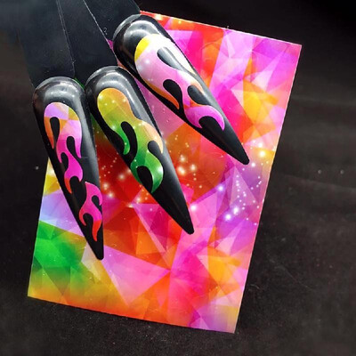 

Colorful Nail Sheet Blaze Shape Hollow Nail Art Transfer Decals Self-Adhesive Blaze Sticker