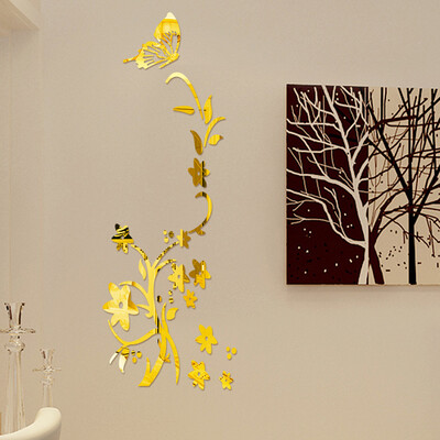 

Gobestart 3D Diy Flower Butterfly Shape Acrylic Wall Sticker Modern Stickers Decoration