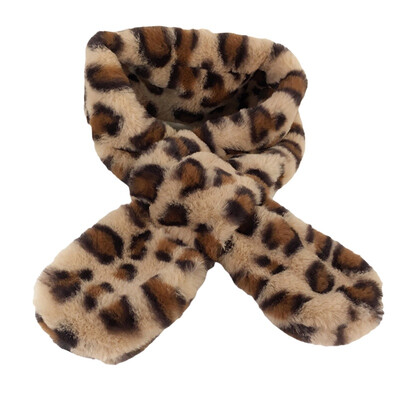 

Winter New Childrens Clothes Korean Leopard Scarf Warm Scarf Fashion Girls Cross Plush Scarf Baby Accessories