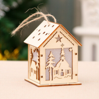 

Festival LED Light Wood House Christmas Tree Decorations For Home Hanging Ornaments Holiday Nice Xmas Gift Wedding Navidad 2018