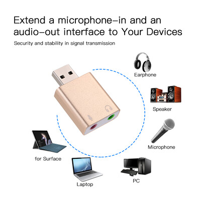 

Aluminum alloy USB External Stereo Sound Adapter USB Audio Sound Card Virtual 71 Microphone Converter with 35mm Jack for Mac OSX