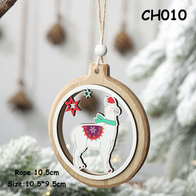 

NEW Wood Alpaca Pendant Christmas Tree Hanging Creative Xmas Home Decoration