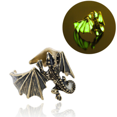 

4 Styles Dragon Luminous Rings Glow In Dark Pterosaur Rings Finger Ringe Gold Silver Adjustable Man Hand Jewelry