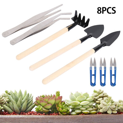 

8pcs Transplant Tool Mini Gardening Tool Kit Mini Fairy Garden Planting Gardening Hand Tool Set Gardening Tool