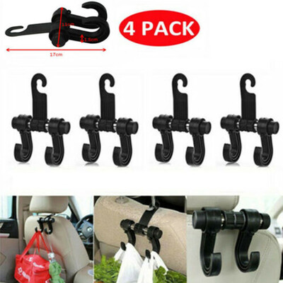 

4pcs Car Seat Back Storage Double Hook Holder Hanger Bag Organizer Accessories