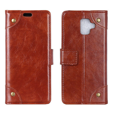 

MOONCASE Samsung Galaxy A6 2018 copper buckle nappa leather case - brown