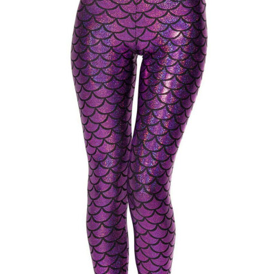 

Women Mermaid Leggings Glitter Printed Legging Sexy Silm Fit Legings High Waist Elastic Women Pants