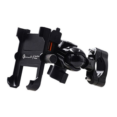

Motorcycle Motorbikes Phone Holder Mount With QC 30 USB Fast Charger Handlebar