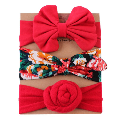 

3Pcs Baby Headwear Girls Cute Floral Bowknot Design Headband Headwear Apparel Photography