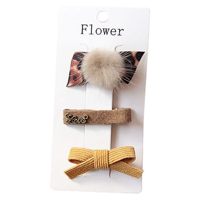 

3 Pieces Set Children Handmade Bow Hair Clip Baby Girls Hair Ring Cloth Fabric Hair Accessories 1-12Y