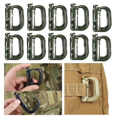 

10 Pieces Tactical Gear Strap Clip for Molle Backpack Webbing Attachments D Ring Hook Tactical Vest Belt