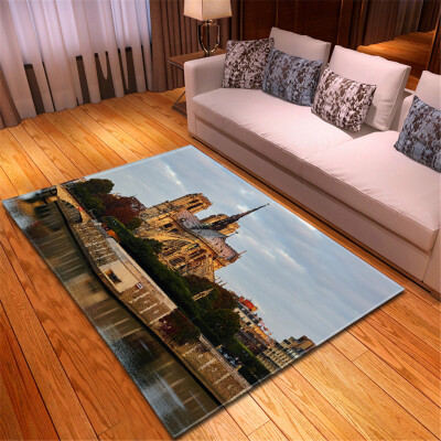 

Toponeto Creative Notre Dame Photo Commemorative Day Comfortable Carpet Home Decor