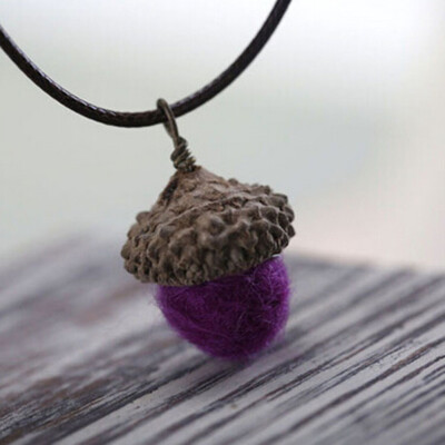 

Handmade Acorn Necklace Wool Felt Long Necklaces Pendants Vintage Jewelry Collar Accessories