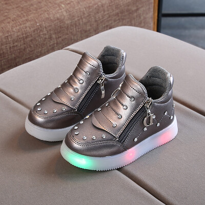 

Autumn Children Shoes Girl Fashion LED Lights Soft Casual Sports Walking Toddler Shoes