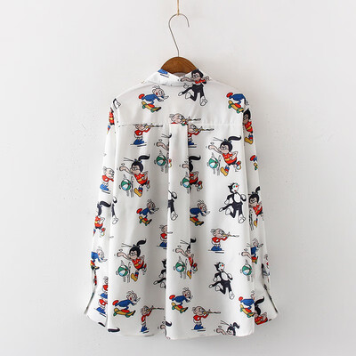 

Korean Style Casual Colorful Blouse Women Tops Fashion Printing Long-sleeved Turn-down Collar Shirt Womens Tops And Blouses