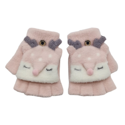 

Baby Winter Gloves Children Girl Boy 3-8 Years Half Finger Cover Gloves Boys Animal Warm Childrens Mittens Knitted Gloves XT