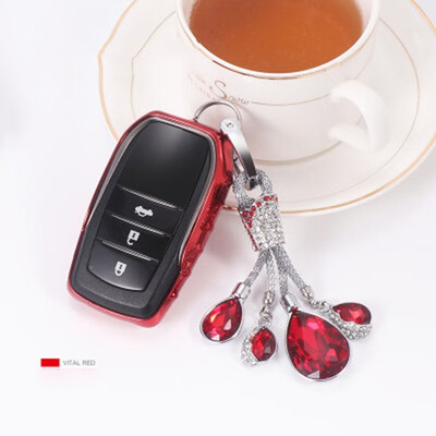 

Car Styling Soft TPU Car Key Case For Toyota Camry Highlander Prado Corolla RAV4 Car Key Cover Shell Car Crystal Keychain