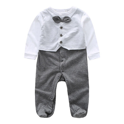 

New Baby Rompers Autumn Baby Boy Jumpsuit Long Sleeve Gentleman Stitching Newborn Infant Clothing
