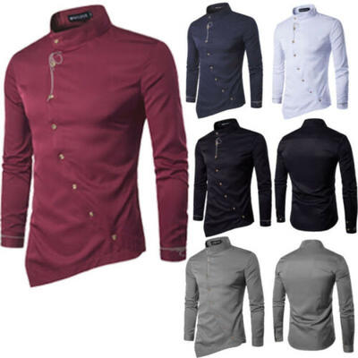 

Luxury Mens Stylish Casual Dress Shirt Slim Fit T-Shirts Formal Long Sleeve Tops