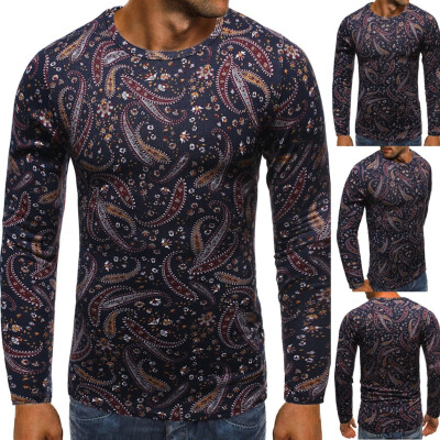 

Toponeto Mens New Style Fashion stamped Long Sleeve Shirt Printed Long-Sleeved Blouse