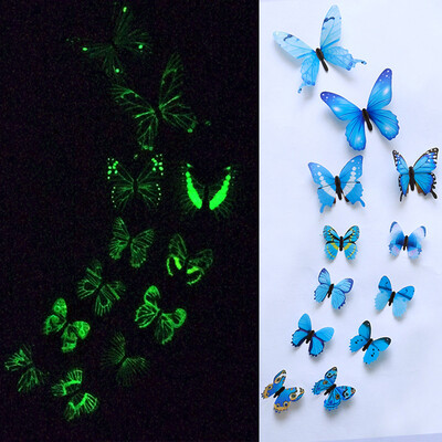 

Toponeto 12pcs Luminous Butterfly Design Decal Art Wall Stickers Room Magnetic Decor BU