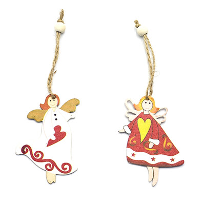 

Creative Wooden Sign Resin Decorative Christmas Tree Angel Hanging Pendant With Rope Beads Ornament Wooden DIY Crafts Party