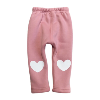 

Warm Plus Velvet Kids Trousers Children Pants Autumn Winter Baby Girls Leggings Heart Print Girls Pants