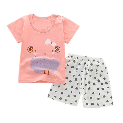 

Summer Baby Boys Girl Short Sleeve Cartoon Print Tops T-shirt Shorts Toddler Casual Outfits Sets Fashion Set