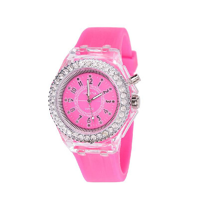 

Women Multi-Functional Silica Gel Nightlight Watch Fashion Lovely Student Wristwatch LED Electronic Quartz Watch