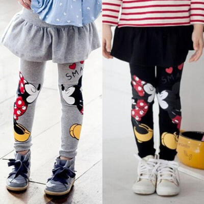 

Spring Fall Girl Kids Clothes Stretch Skirt Pants Cartoon Mickey Minnie Leggings