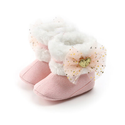 

Baby Boots Wnter Bow Plus Velvet Warm Toddler Boots Fashion Soft Baby Boots Girl