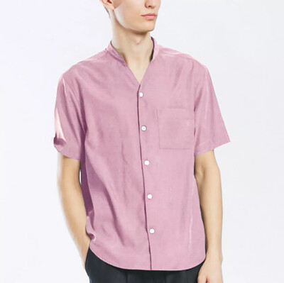 

Tailored Mens New Summer Casual Short-Sleeved Shirt Fashion Cotton Linen Blouse Top