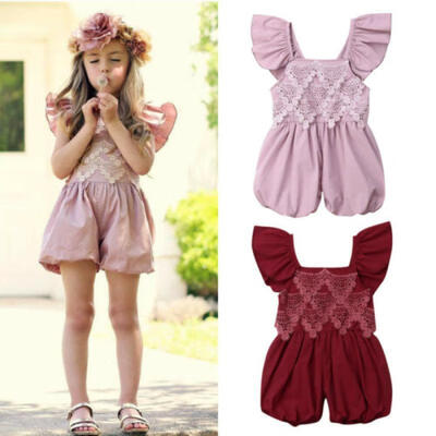 

US Summer Toddler Baby Girls Lace Flower Romper Jumpsuit Outfits Sunsuit Clothes