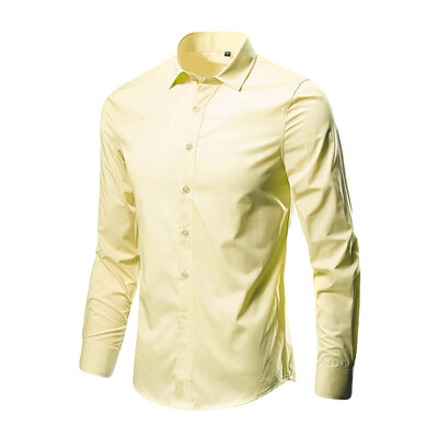 

Tailored Mens Fashion Business Leisure Lapel Pure Color Long-sleeved Shirt Top Blouse