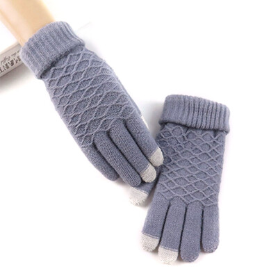 

Gloves Women Winter Knit Touch Screen Warm Cute Korean Version Sweet Students Thickened Plus Velvet