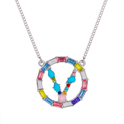 

Fashion Gold Silver Style Cubic Zirconia A-Z Initials Letter Pendant Necklaces