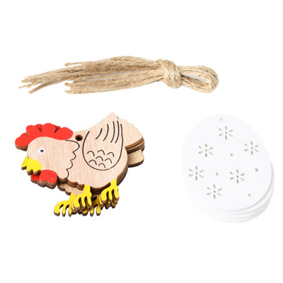 

8Pcs Wooden Easter Chick Hen Egg Home Holiday Ornament Decor with Hanging Rope