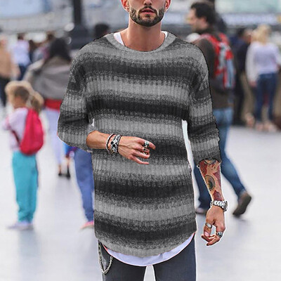 

Toponeto New Style For Men In Autumn And Winter Fashion Striped Blouse Pullover Sweater