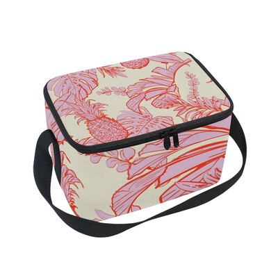 

ALAZA Tropical Leaves And Flowers Lunch Box Insulated Lunch Bag Large Cooler Tote Bagfor Men Women