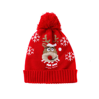 

Cute Childrens Hats Christmas Cute Cartoon Deer Snowflake Knitted Wool Warming Hat Halloween Gift