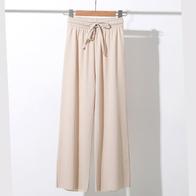 

Summer New Ice Silk High Waist Thin Section Loose Wide Leg Nine Points Straight Casual Pants