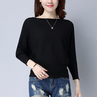 

Autumn Women Batwing Sweaters O Neck Pullovers Loose Knitted Female Jumpers Tops New Arrival Striped Pullovers&Sweaters