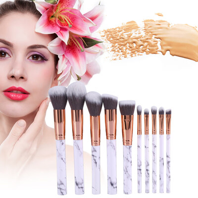 

10Pcs Pro Marble Makeup Cosmetic Powder Foundation Eyeshadow Lip Brushes Set
