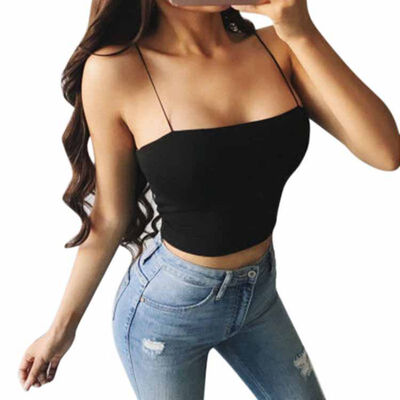 

Women Versatile Sweet Cotton Summer Off Shoulder Slim Camisole Solid Color Sexy Strap Camisole
