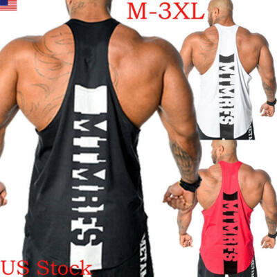 

US Mens Sleeveless Bodybuilding Shirt Tank Tops Gym Singlet Fitness Muscle Vest