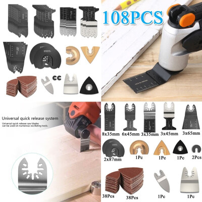 

108Pcs Power Oscillating Tool Blades Universal Saw Blades Multifunctional Woodworking Cutting&Polishing Set